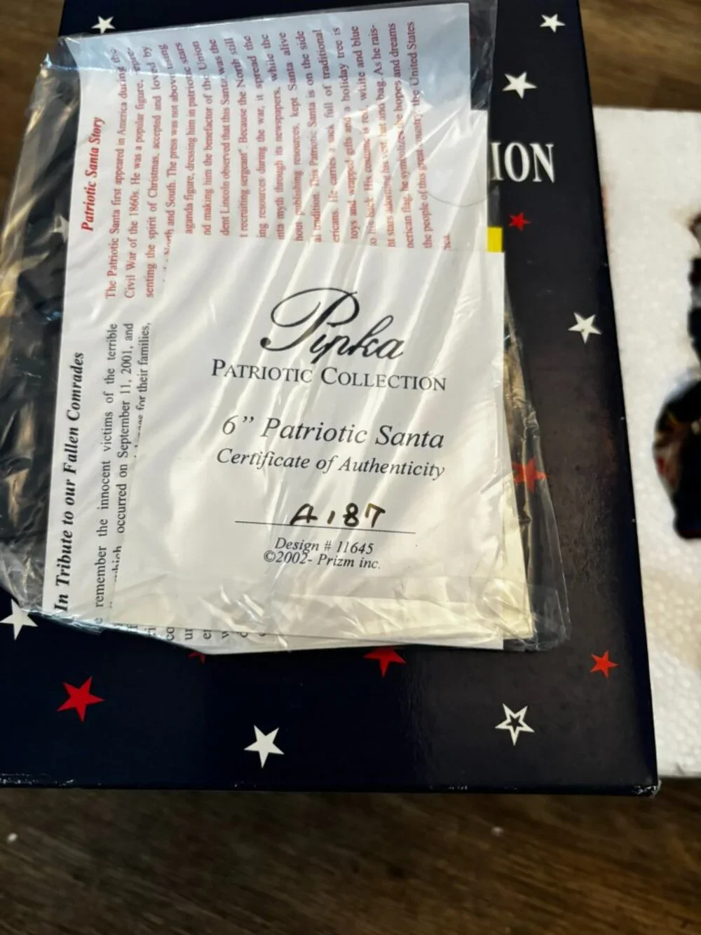 Pipka Prizm Patriotic Santa Claus figurine MIB w/flag